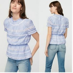 NWT J. Crew Blue Daisy Chain Peplum Blouse